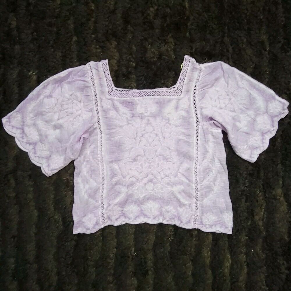 Democracy Womens Embroidered Top Purple Sz Small